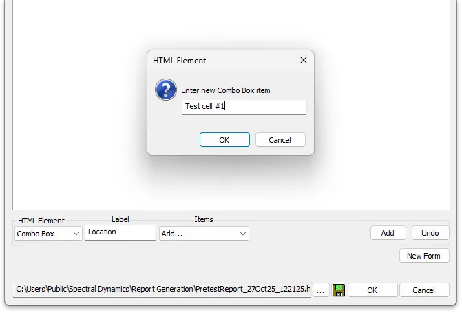 Creating combo box entries