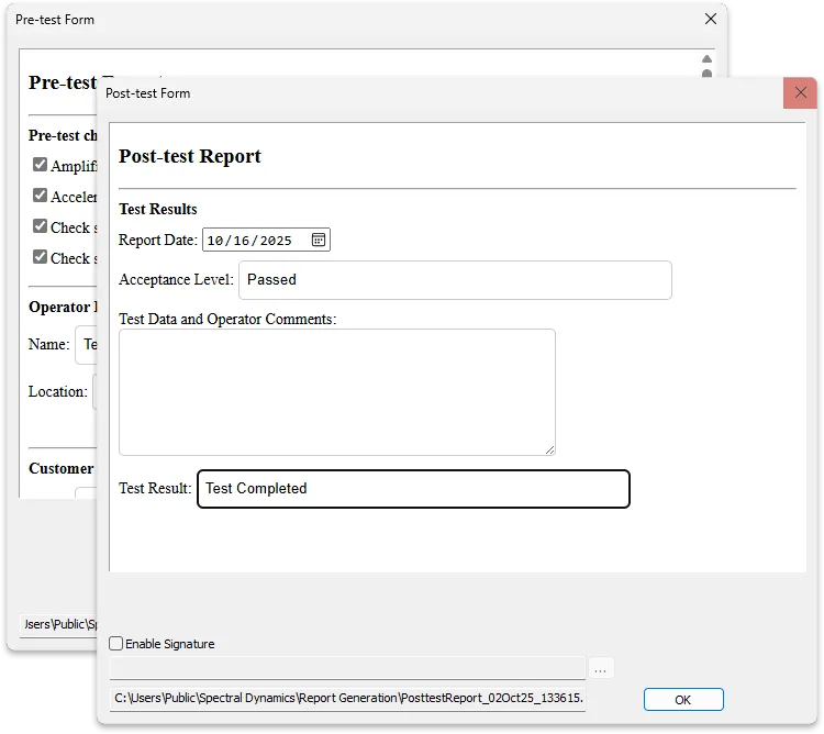 Panther Report Generation Panther pre and post-test forms, configurable using HTML