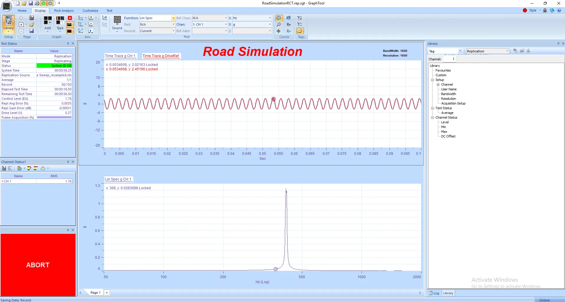 Panther Field Data Replication makes it possible to reproduce actual measured time history vibration data in the laboratory on a shaker system.