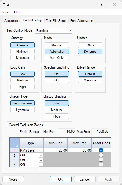 Panther's Random Control Setup Dialog