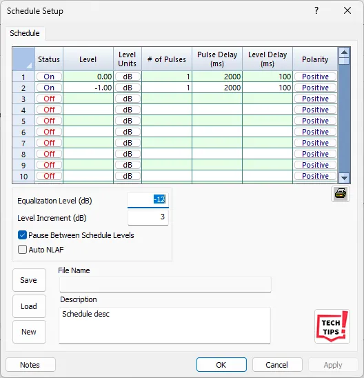 Panther's schedule dialog for Shock application