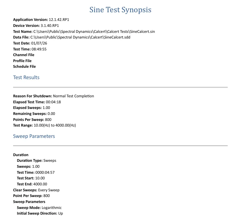 Panther Test Synopsis output in PDF