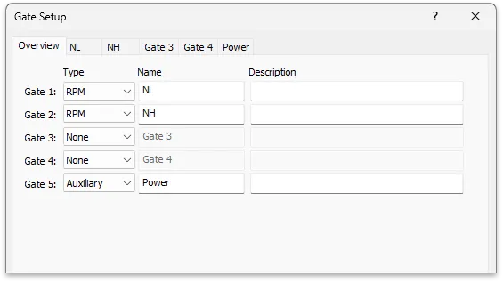 Panther Gate Setup Dialog Define gating parameters such as RPM, Frequency, speed and more.